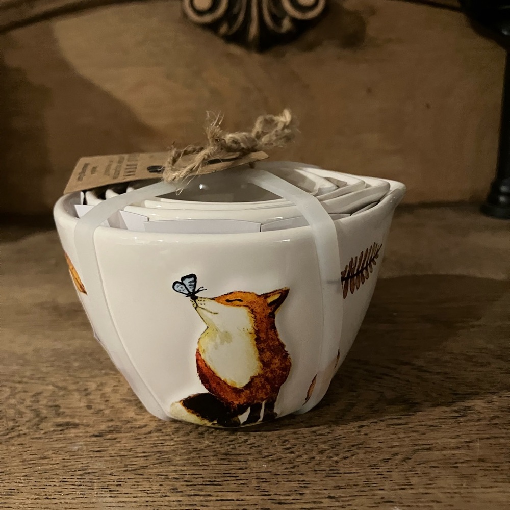 Rae Dunn Fox and Friends Mouse Squirrel Rat Fall Leaf Leaves Measuring Cups New